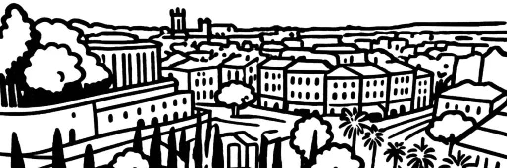 Vue de Montpellier, la place de la Comédie et l'Écusson, illustration de la taxe foncière 2026