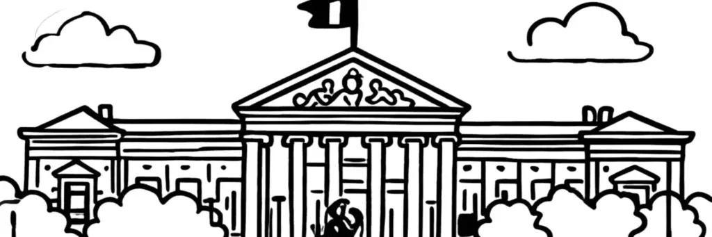 Le quartier des Justices à Angers, la place et l'avenue des Justices, le marché du mardi, les rues résidentielles au sud-est de la ville vers la Madeleine et Saint-Léonard, illustration au trait