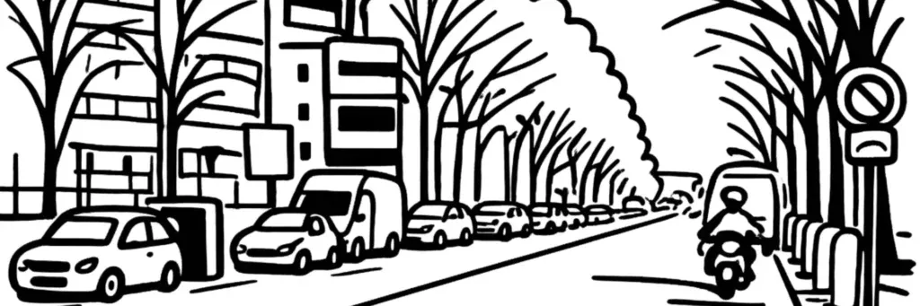 Le quartier République à Boulogne-Billancourt, la place Marcel Sembat et le secteur centre-sud animé autour du métro ligne 9, immeubles de ville et commerces, illustration au trait