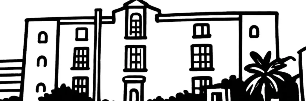 Le quartier Lafond à La Rochelle, le long du canal de Rompsay, ses maisons avec jardin et les secteurs de Beauregard et du Prieuré, illustration au trait