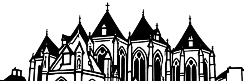 Les maisons bourgeoises et les rues résidentielles du quartier Saint-Maurice Pellevoisin à Lille, près de la gare, illustration au trait
