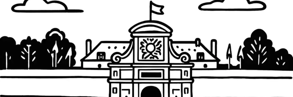 La Citadelle de Vauban, le bois de Boulogne, l'Université catholique et les rues résidentielles du quartier Vauban-Esquermes à Lille, illustration au trait