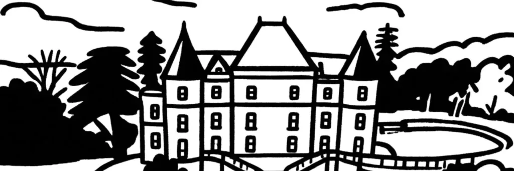 Les collines de Saint-Marcel, la Pomme et la Valentine dans le 11e arrondissement de Marseille, illustration au trait