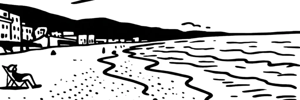 Le quartier Borrigo à Menton, la vallée du Borrigo et ses pentes résidentielles, l'habitat des collines du nord-ouest, l'hôpital La Palmosa à proximité, illustration au trait
