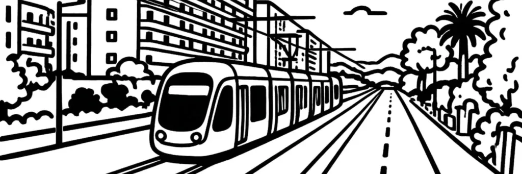 Le quartier Saint-Martin, ses rues résidentielles et ses commerces à l'est de Montpellier, illustration au trait