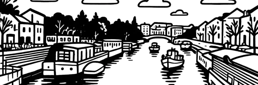Le marché de Talensac, le parc de Procé et les rues bourgeoises du quartier des Hauts-Pavés à Nantes, illustration au trait