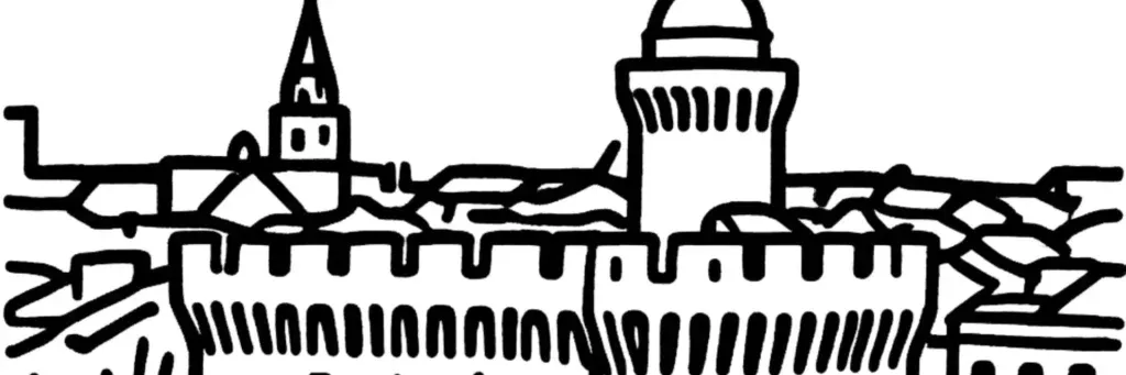 Le quartier Saint-Gaudérique à Perpignan, à l'est de la ville, ses immeubles, ses lotissements résidentiels et ses équipements de proximité, illustration au trait