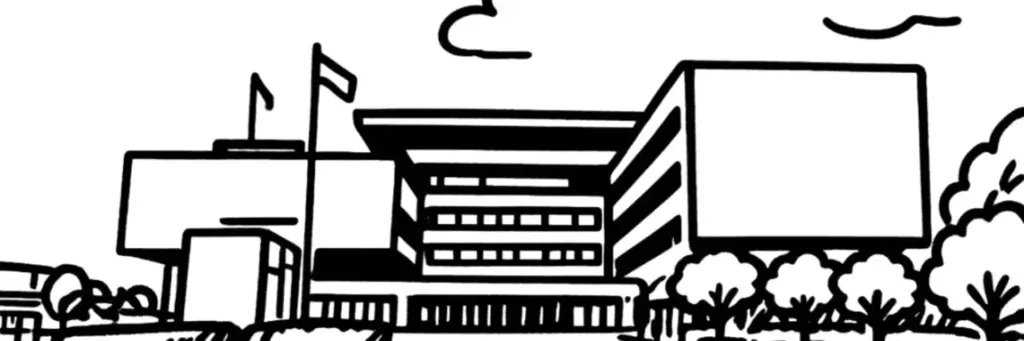 Le quartier Sainte-Anne au pied du Mont Faron, l'hôpital Sainte-Anne et ses rues résidentielles au nord de Toulon, illustration au trait