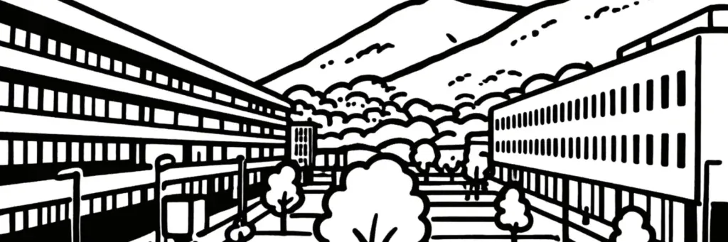 L'hôpital Sainte-Musse et les résidences de l'est de Toulon, illustration au trait