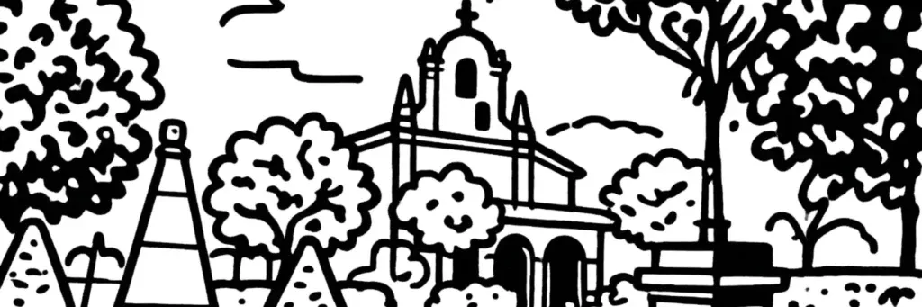 Le quartier de Lalande, ses rues résidentielles et la route de Launaguet au nord de Toulouse, illustration au trait