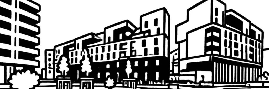La piste des Géants de l'Aéropostale, L'Envol des Pionniers et l'écoquartier Toulouse Aerospace à Montaudran, illustration au trait