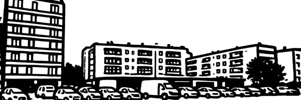Le quartier Montjoyeux à Tours, ses coteaux résidentiels du sud-est et sa proximité de Saint-Avertin, illustration au trait