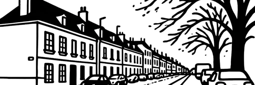 Le quartier Paul-Bert, l'avenue de la Tranchée et les rues résidentielles de la rive nord de la Loire à Tours, illustration au trait