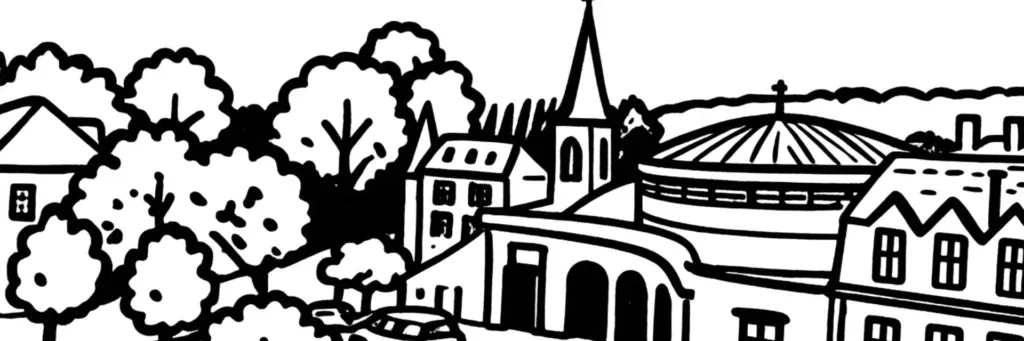 Vaucresson, commune résidentielle et verdoyante de l'ouest parisien, ses villas, illustration au trait