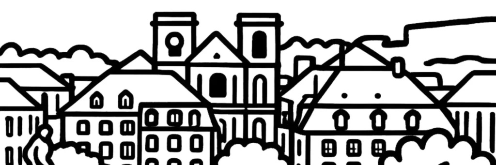 Illustration au trait de Belfort, préfecture du Territoire de Belfort : la citadelle Vauban, illustration au trait