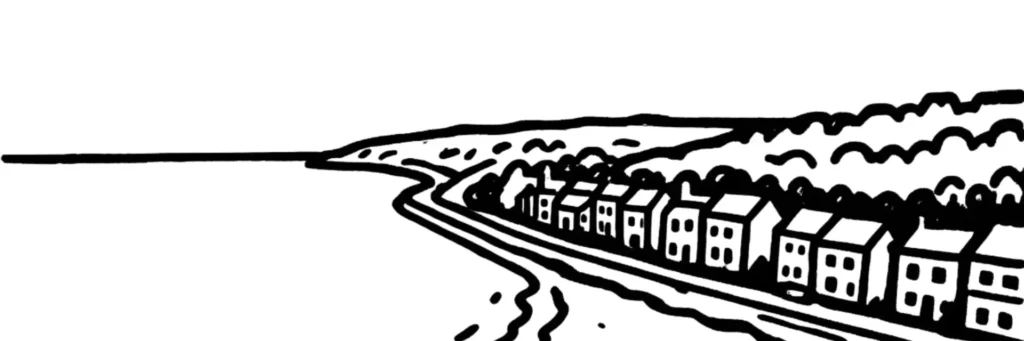 Illustration au trait de Boulogne-sur-Mer, sous-préfecture du Pas-de-Calais, illustration au trait