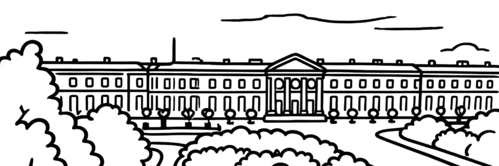 Illustration au trait de Compiègne, sous-préfecture de l'Oise, illustration au trait
