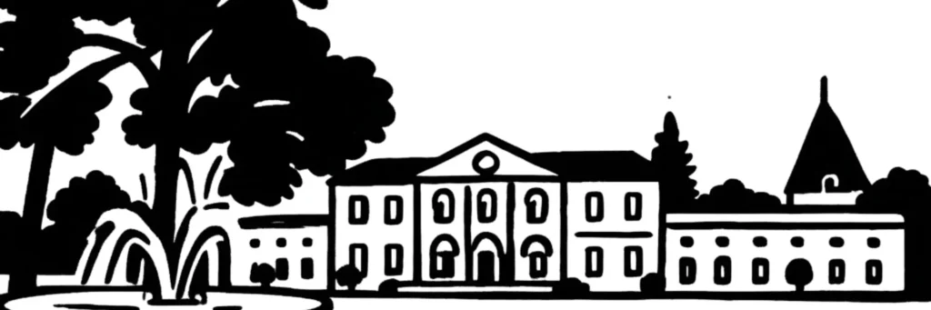 Illustration au trait de Gradignan, au sud de Bordeaux : le prieuré de Cayac, illustration au trait