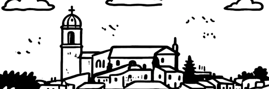 Illustration au trait d'Istres, dans les Bouches-du-Rhône, illustration au trait