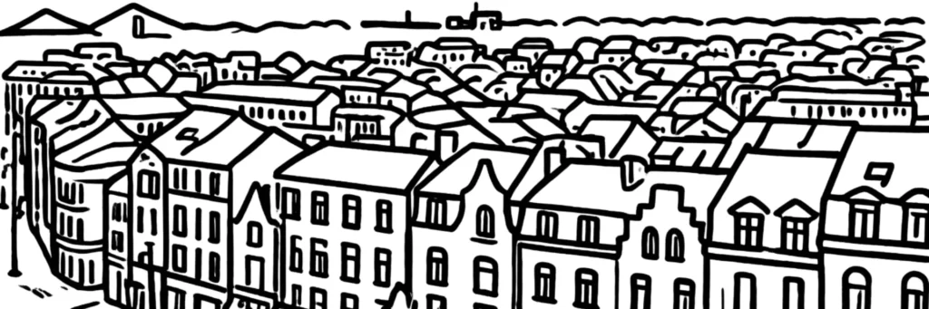 Illustration au trait de Lens, au cœur du bassin minier, illustration au trait