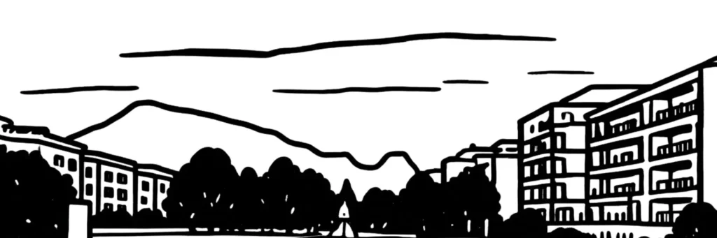Illustration au trait de Saint-Martin-d'Hères, en Isère, illustration au trait