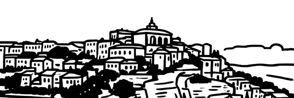 Illustration au trait de Salon-de-Provence, dans les Bouches-du-Rhône, illustration au trait