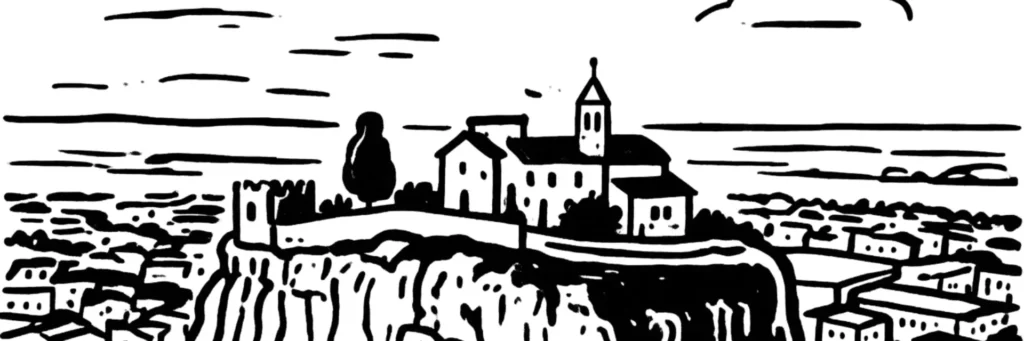 Illustration au trait de Vitrolles, dans les Bouches-du-Rhône, illustration au trait