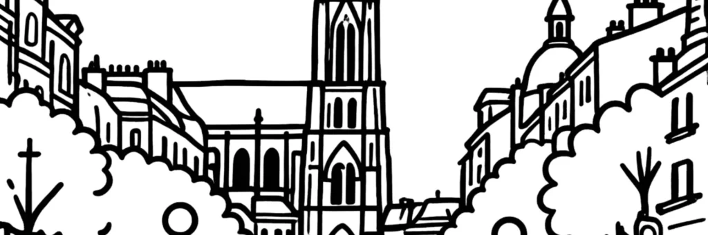 Façade de la cathédrale Notre-Dame de Reims au soleil couchant, illustration d'un article sur les meublés touristiques