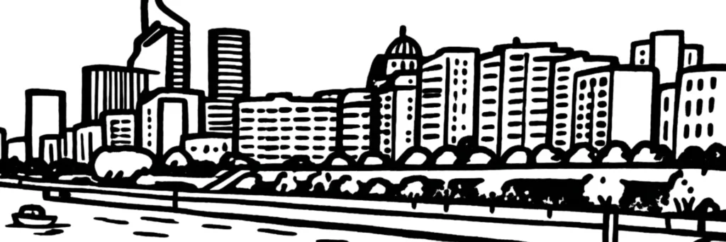 Vue des immeubles de Courbevoie avec les tours de La Défense en arrière-plan, illustration d'un article sur la taxe foncière