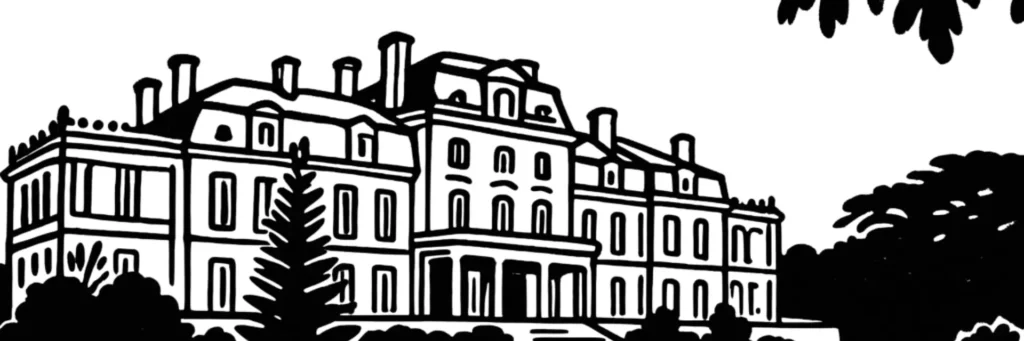 Vue du parc du Château de Mérignac et des toits pavillonnaires, illustration d'un article sur la taxe foncière