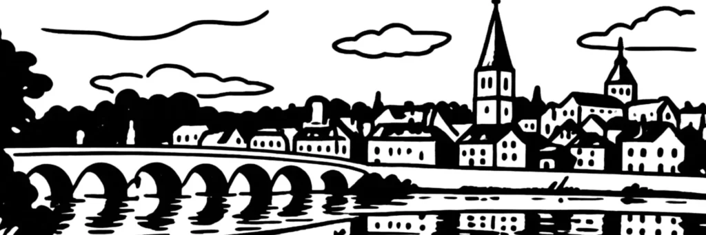 Vue du palais ducal et des toits de Nevers depuis les bords de Loire, illustration d'un article sur la taxe foncière