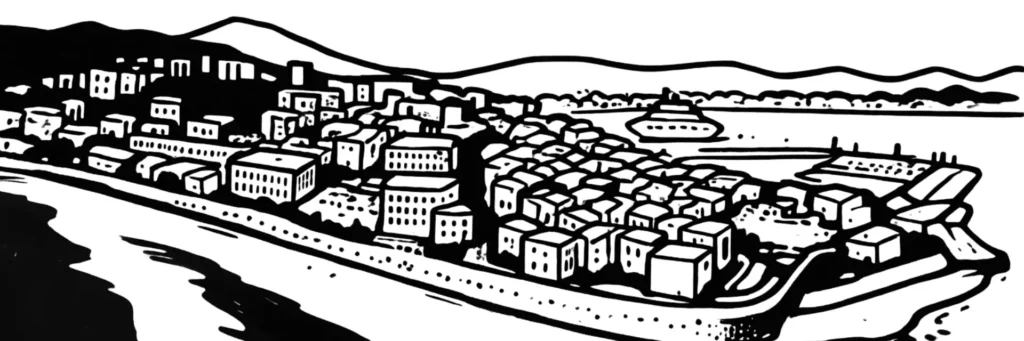 Line illustration of Ajaccio, line illustration