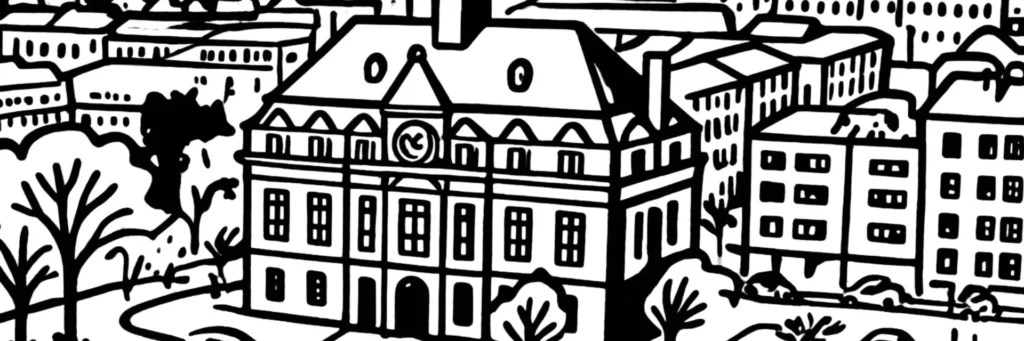 Illustration au trait de La Courneuve : les barres de la cité des 4000