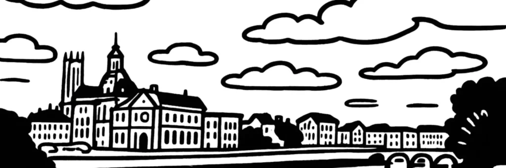Illustration au trait de Meaux, dans la boucle de la Marne : la cathédrale Saint-Étienne, illustration au trait