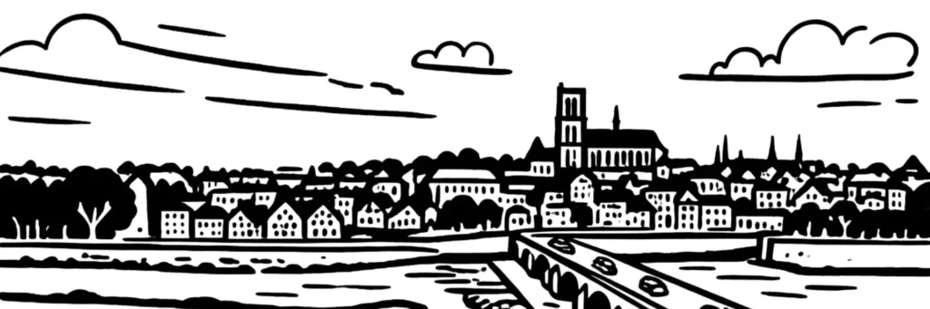 Illustration au trait de Nevers : le palais ducal
