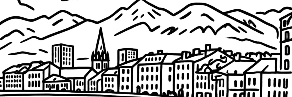 Vue de Grenoble, du fort de la Bastille et des massifs alpins, illustration d'un article sur la réglementation des meublés touristiques