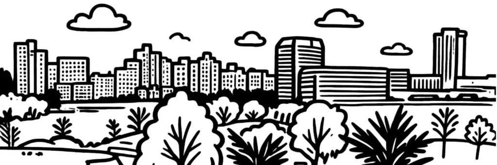 Vue de Créteil, du lac et des immeubles du centre-ville, illustration d'un article sur la taxe foncière