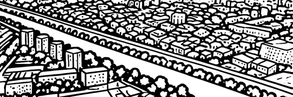 Vue de Villeurbanne et des gratte-ciel art déco de la place Lazare-Goujon, illustration d'un article sur la taxe foncière